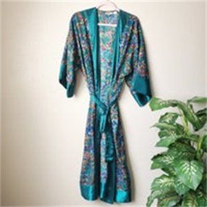 Fashion light luxury feather flower silk robe P/S